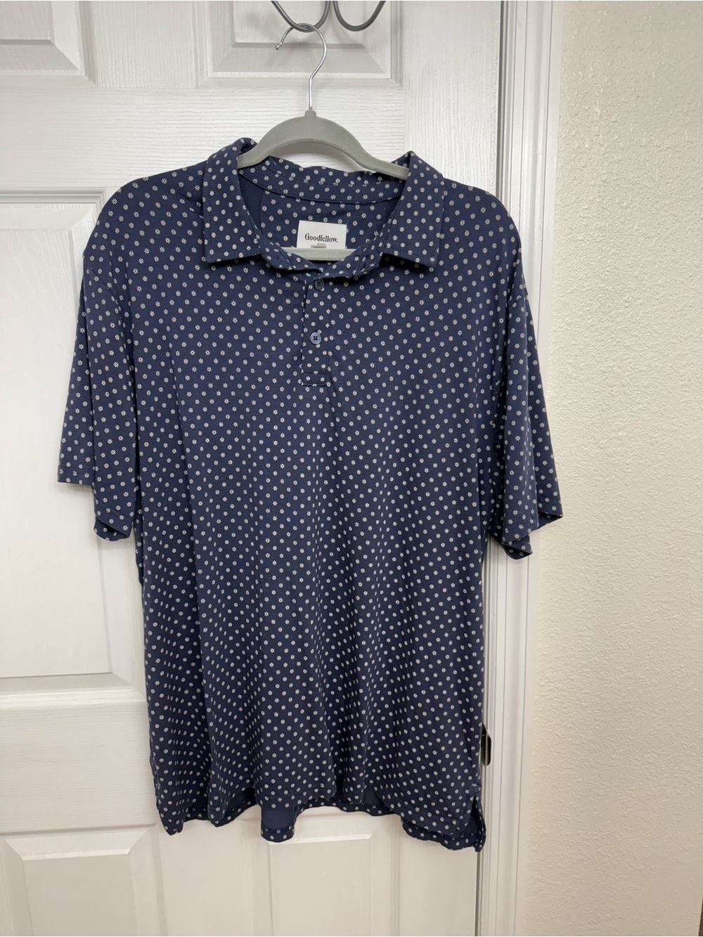 Goodfellow & Co Navy Polo with White Flower Print